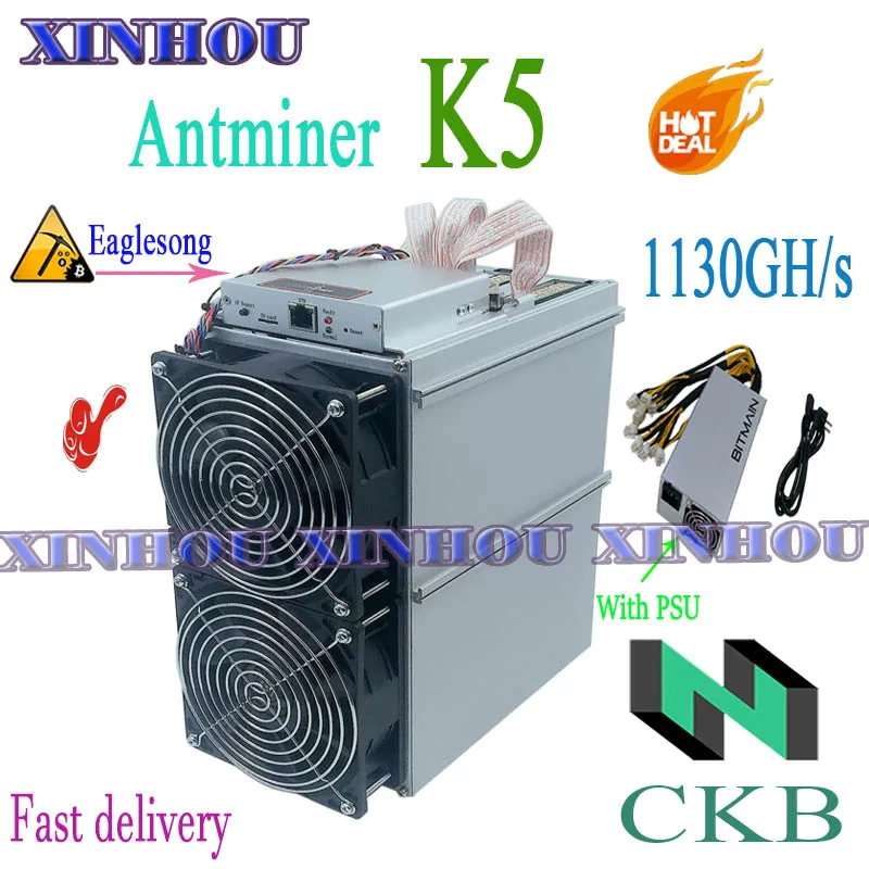 Used CKB Asic miner AntMiner K5 1130G Eaglesong With PSU better than S19 S17 T19 Z11 WhatsMiner M31S M30S M21S M20S T2T A10