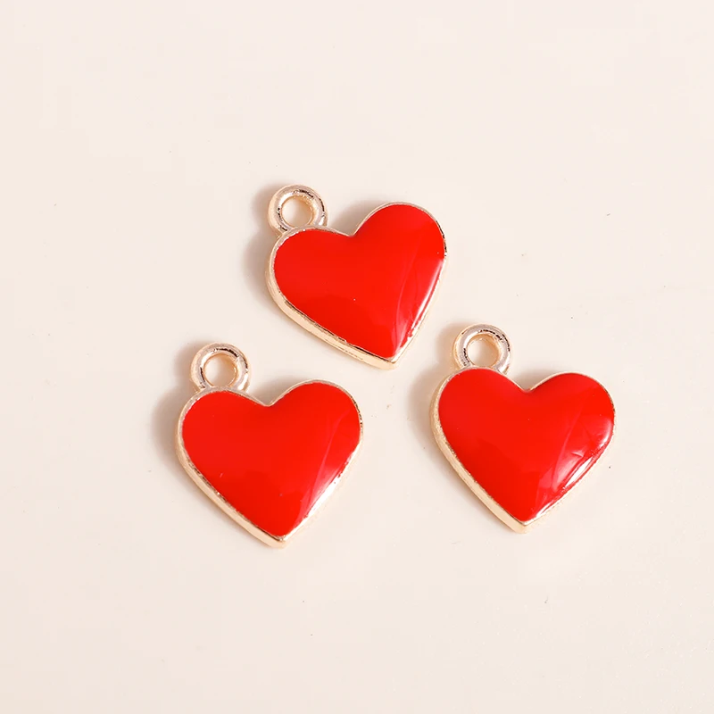 10pcs 12*13mm Pendants Enamel Love Hearts Charms Necklaces Earrings Jewelry Making Accessories diy Craft Supplies