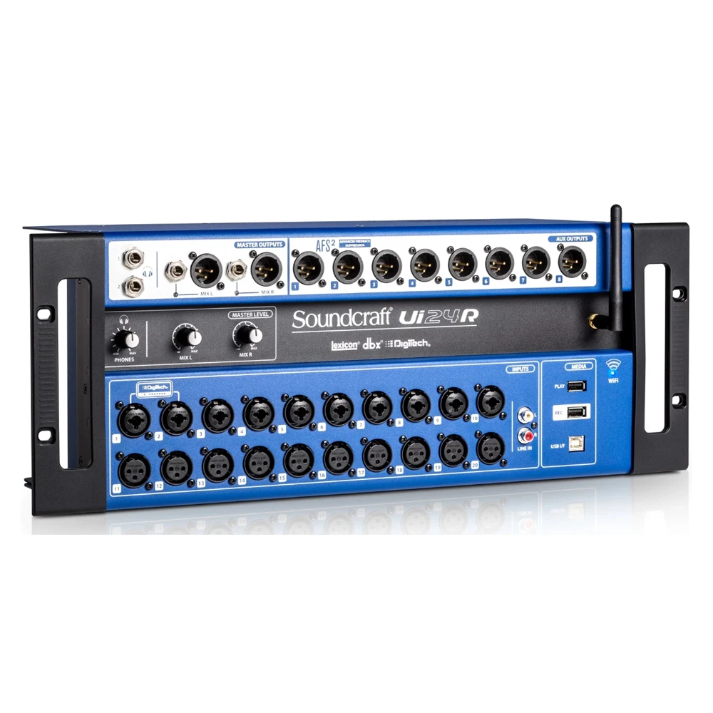 Soundcraft Ui24R 24 Channels Rackmount Digital Audio Mixer  with Remote Control and Multitrack USB Recording