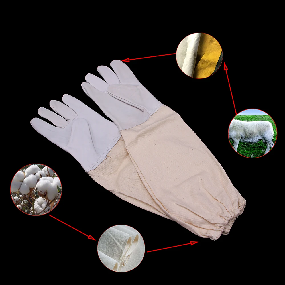 

10Pairs Professional Long Sleeves Gloves Sheepskin Bee Glove Leather Beekeeping Imker Protective Anti-bite Wholesale Supplies