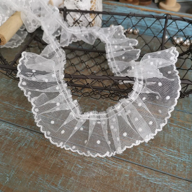Accessori in pizzo a pois in rete da 3 metri Accessori per la decorazione del collare con polsino fai-da-te Accessori per abbigliamento per bambini
