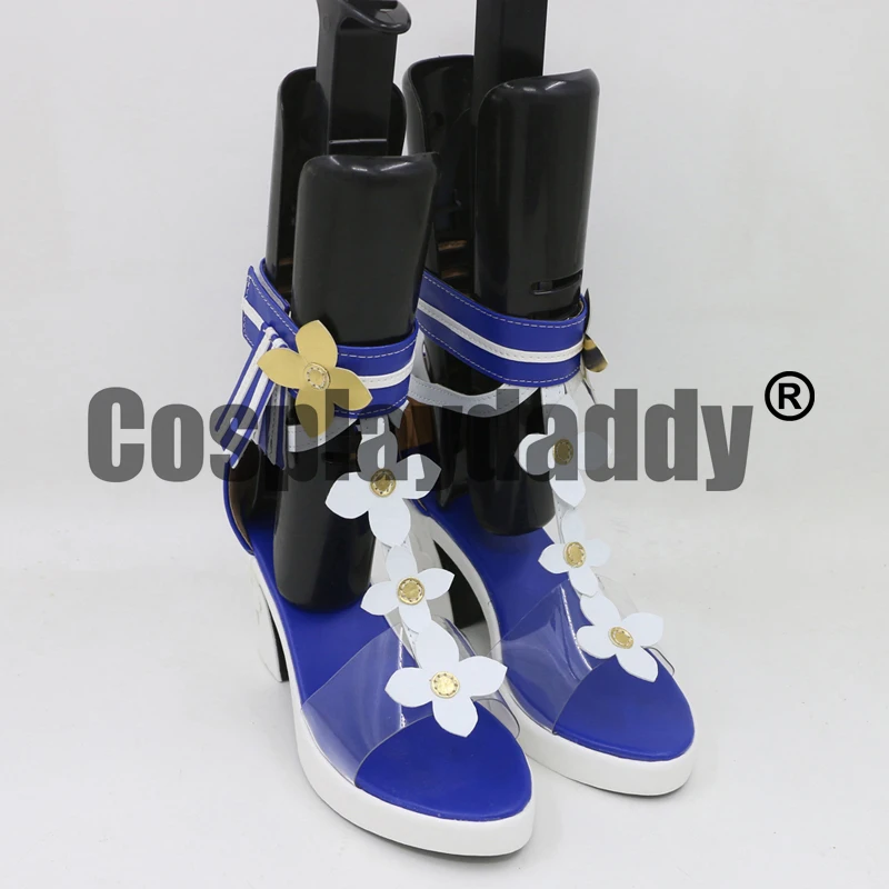 Genshin Impact Echoing Tales Shining Idol Barbara Pegg Summertime Sparkle Ver. Cosplay Flower Block Heels Sandals Shoes C006