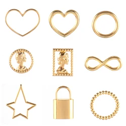 5pcs Stainless Steel Hollow Heart Charms Geometric Earrings Hollow Frame Round Charms Pendant for DIY Jewelry Making Accessories