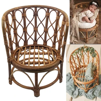 Yenidoğan fotoğraf sahne bebek ChairRetro bambu çocuk ahşap yatak yenidoğan fotoğraf poz Prop sepeti bebek beşikleri mobilya Accessori