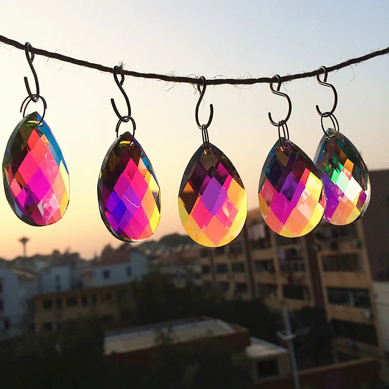 Top Quality 20pcs 38MM Festival Optical Clear Multi-faceted Crystal Prism Ornament Rainbow Making Glass Lamp Chandelier Pendant