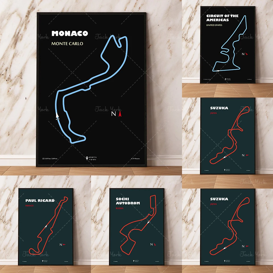 Monaco Race Track Map |  poster |Monte Carlo GP Layout |  digital print wall art decor