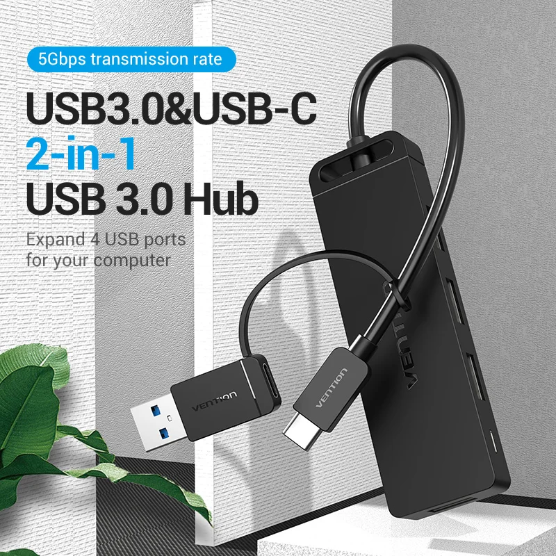 Vention USB C HUB 3.1 Type C to USB 3.0 Adapter Multi USB with Micro USB Charging Port for MacBook Huawei OTG Type C HUB 3.0 USB