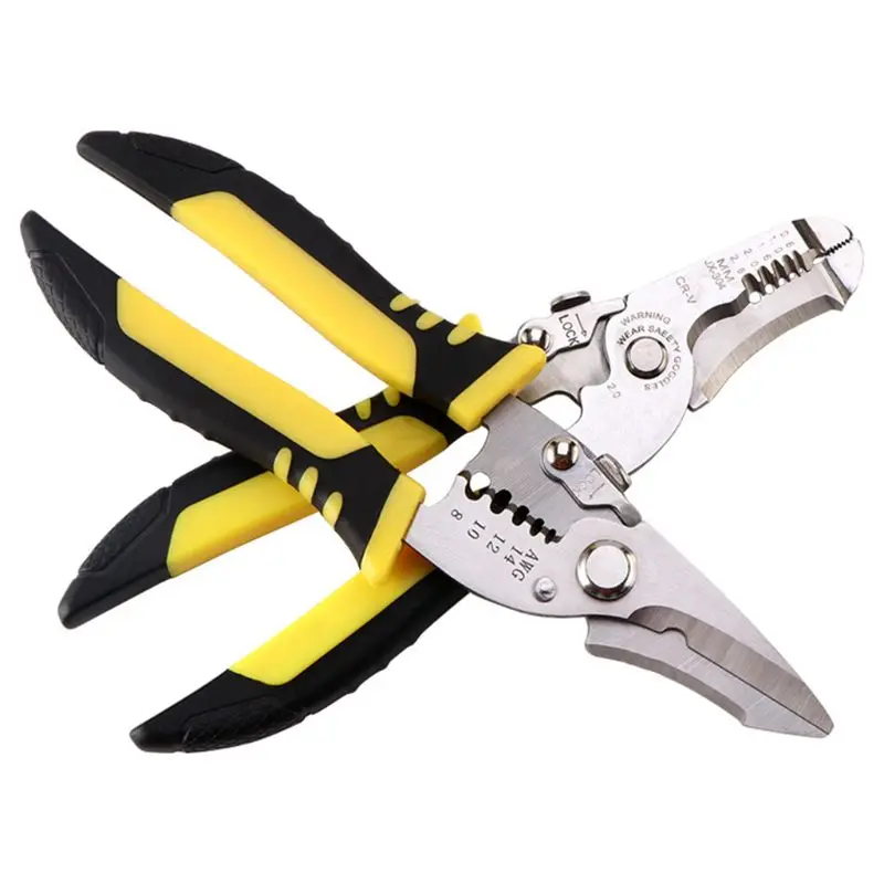 Multifunctional Wire Stripper Pliers Cable Cutter Crimping Stripping Hand Tool Rubber Handle