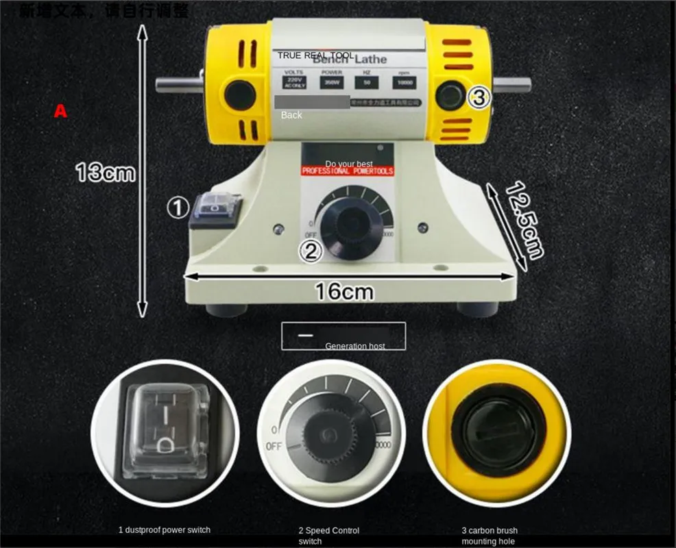 Mini tornio da banco per smerigliatrice elettrica multifunzionale lucidatrice per trapano sega 350w