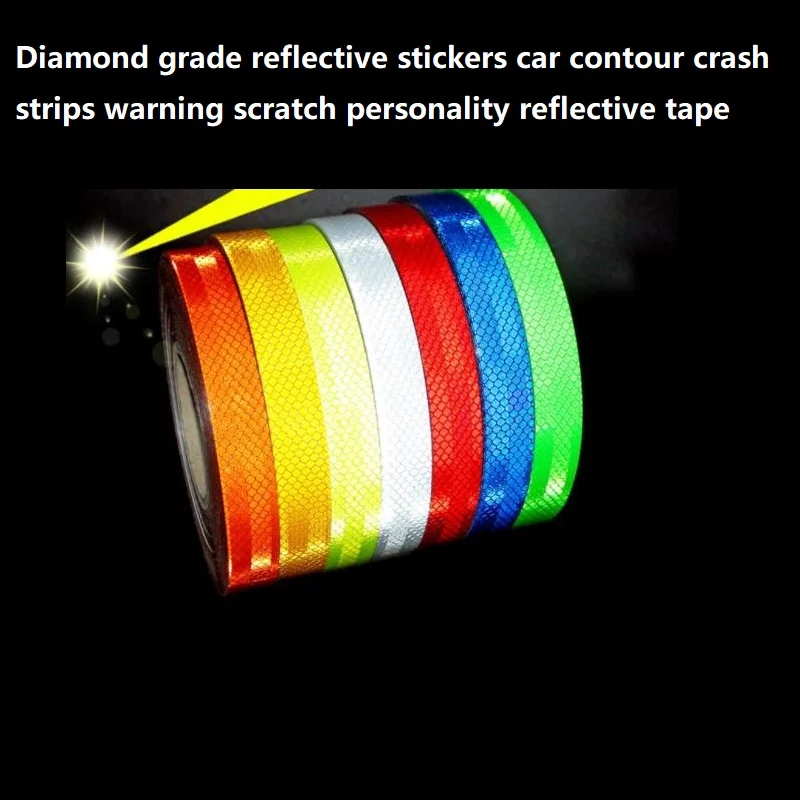 2.5 CENTIMETRI di Larghezza PET Super-Riflettente Auto Automobile Contour Crash Strip Decoratiive Self-Nastro adesivo Strada di Avvertimento del Traffico Segno