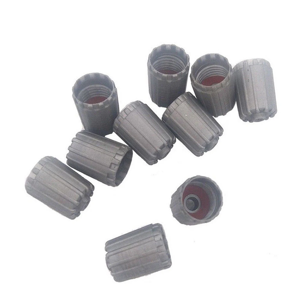 10Pcs/Set Plastic Gray Car Tire Valve Stem Cap TPMS Tire Cap With Gasket Tire Valve Stem Caps Auto Car Replacement Accessories