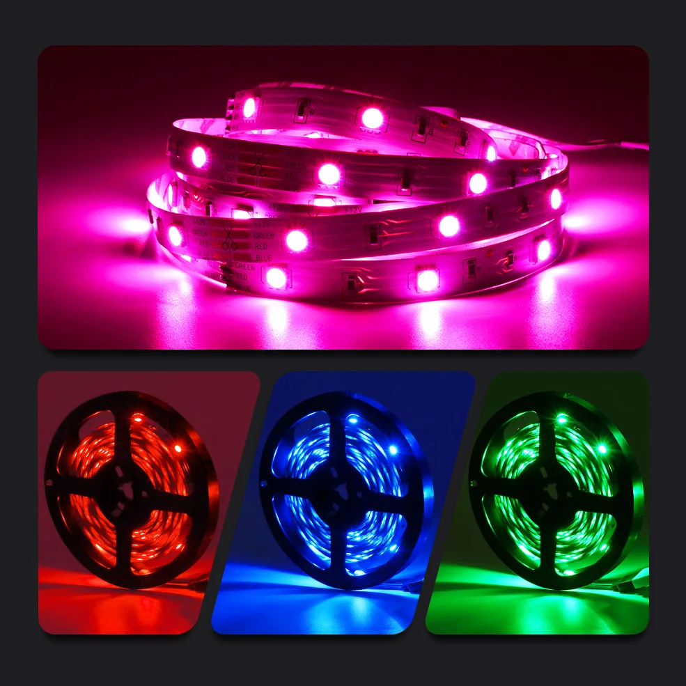 RGB LED Strip Light 5050 Flexible Ribbon LED Light Strip DC12V 5M 10M 20M Remote Full Kit For Living Room / Bed Room / Kitchen