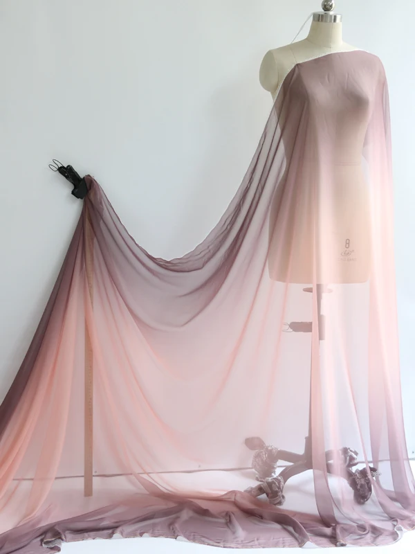 Ombre Chiffon 58'' breit nach Meter 30D Farbverlauf Chiffon transparenter Stoff Tanzschal Hochzeitsdekorationen transparent – Detail 13