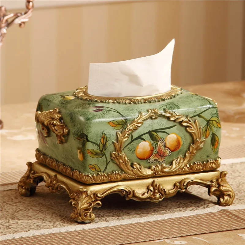 

Resin retro European paper towel box American suction box household accessories napkin box living room desktop storage box