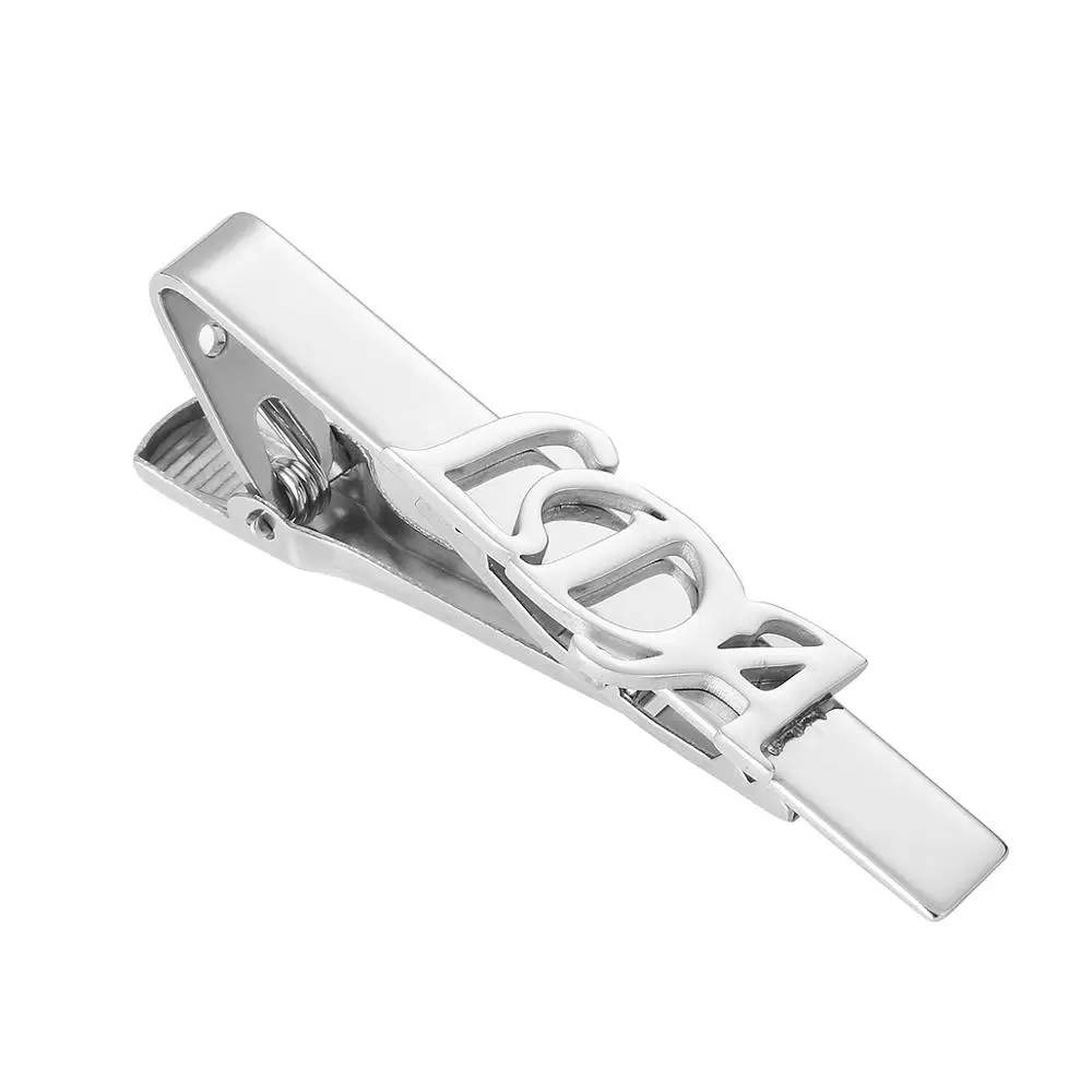 Personalized Custom Name Tie Clip For Men Wedding Customized Stainless Steel Initials Necktie Clamp Father Gifts