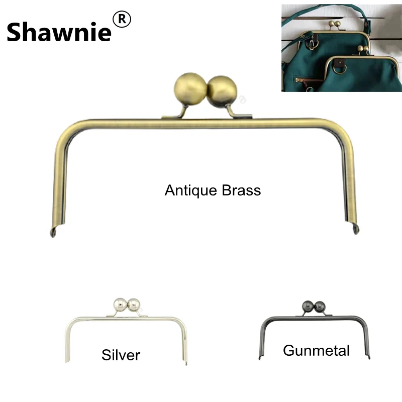 High-Quality 22CM Square Round Tube Big Bead Head 25mm Brass/Silver/Gun Color DIY Accessories Handbag Handle Metal Purse Frame