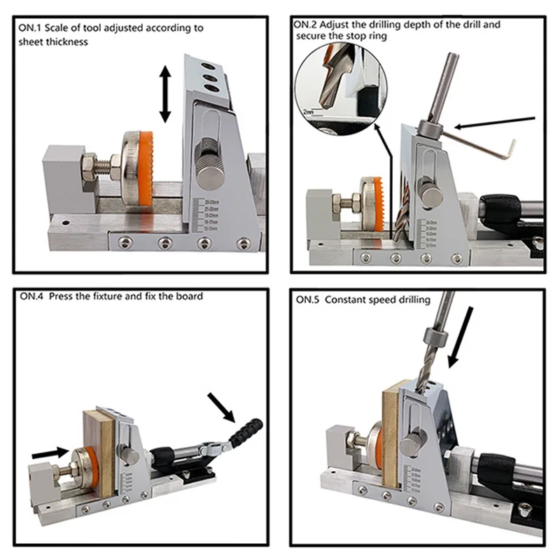 Pocket Hole Jig Kit Woodworking Oblique Hole Locator Drill Bits 15 Degree Angle Drill Guide Set Hole Puncher DIY Carpentry Tools