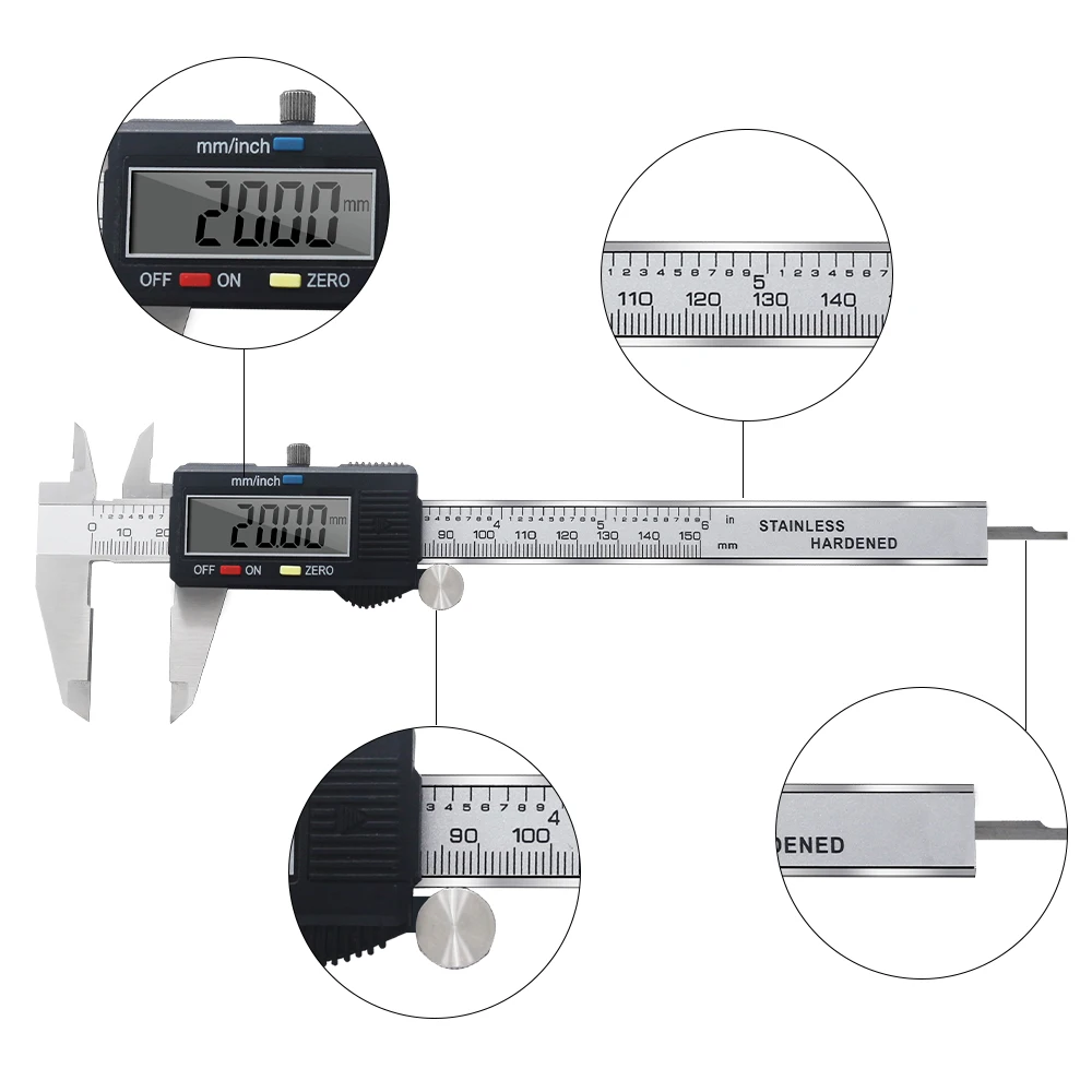 Strumento di misura In Acciaio Inox Pinza 0-150mm 200 millimetri 300 millimetri Digitale Compasso A Nonio Micrometro Paquimetro Messschieber