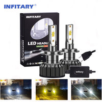 Infitary 3 Colors Changeable LED Car Headlights 3000K 4500K 6500K 80W For Auto Lights H7 Flash H1 H8 H9 H11 9005 9006 H4 2000LM