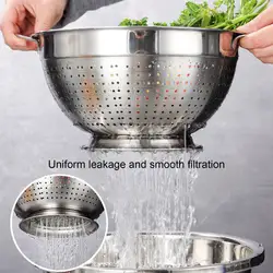 Kitchen Washing Strainer Bowl Multipurpose Drain Basket Stainless Steel Metal Handle Fruit Strainer Salad Vegetables Colander