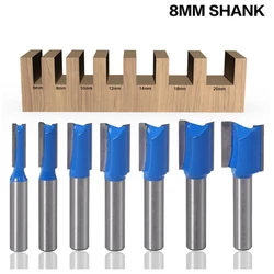 8mm Striaght Shank Router Bit Swallow Tail Woodworking Etching Carpenter Milling Cutter for Wood Slotting 6-20mm Diameter