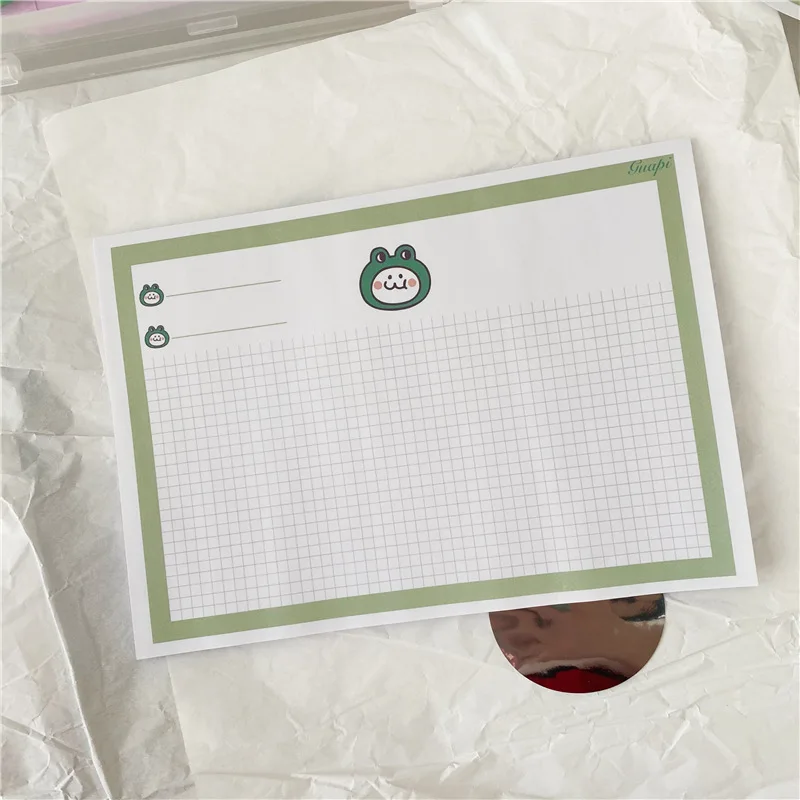 30 Sheets Cute Frog Grid Memo Pad Transverse B6 Notepad Korea Ins Student Creative Simple Kawaii Diy Diary Notebook Stationery