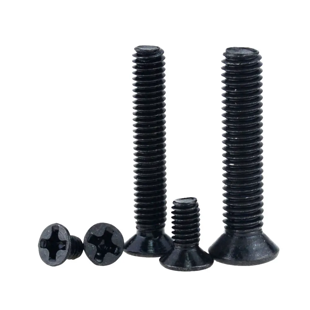 30PCS M4*5 6 8 10 12 14 16 18 20 22 25 30 35 40 Black Carbon Steel Cross Phillips Flat Countersunk Head Screw Bolt M4x5 M4x40