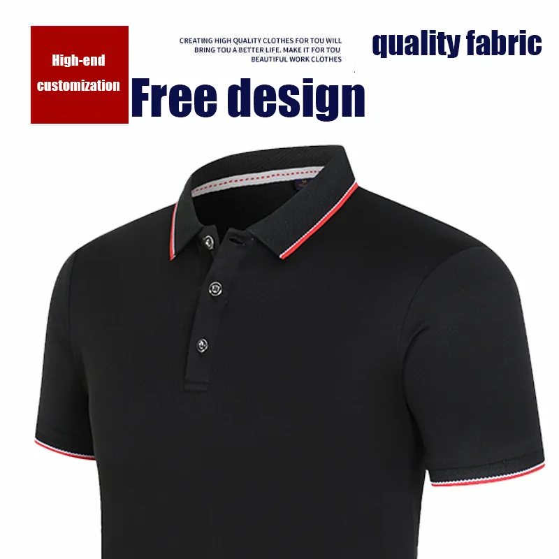 Design Your Logo POLO Printing Brand Logo Summer Cool Short Sleeve Solid Classic Polo Shirts Custom Printed Design Photo Logo