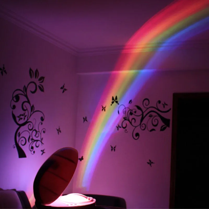 RGB LED Lamp Colorful Led Creative Night Light Egg Shaped Rainbow Projector Light Romantic Magic Children Bedroom Decor