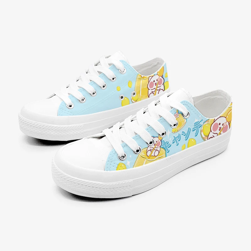 Amy and Michael  Anime Cute Girls Students Hand Painted Canvas Shoes Light Breathable Fashion Woman Vulcanize Shoes