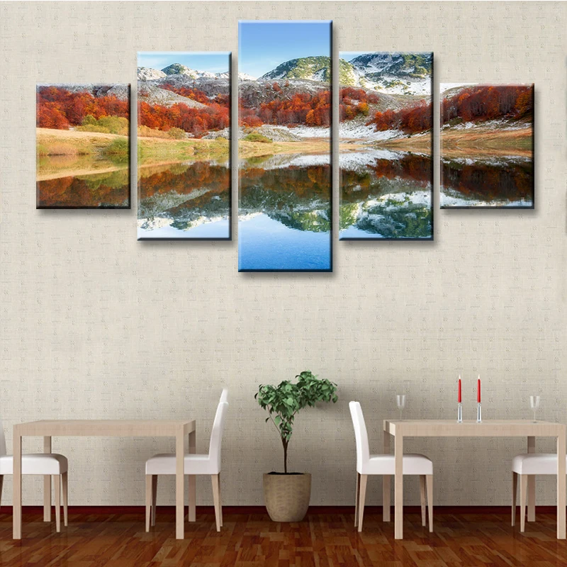 

diy Diamond Painting 5 Panel Mountain lake water tree nature diamond mosaic full square/Round drill diamond embroidery A1105