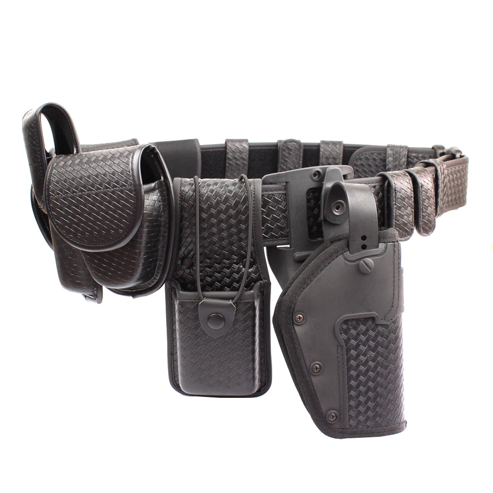 ROCOTACTICAL Police 10piece Duty Belt Rig Kit Includes Duty Belt Handcuff Case Radio Holder Belt Keepers MK4 Pouch Basketweave