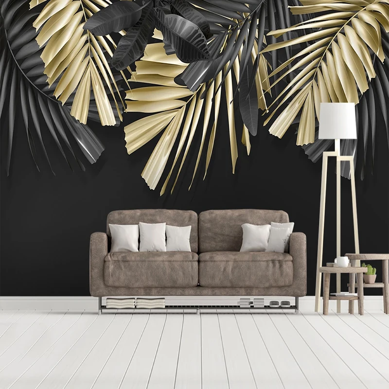 

Custom Self-Adhesive Wallpaper 3D Hand Painted Tropical Plant Leaves Photo Wall Mural Living Room Bedroom Sticker Fresco