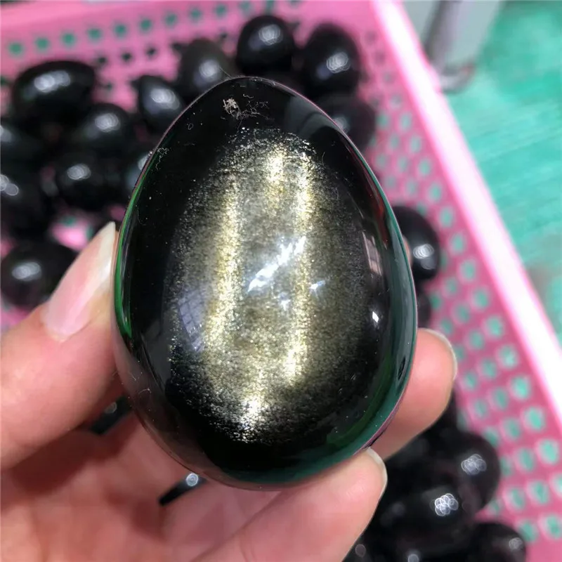 

Natural Obsidian Crystal Egg Gemstone Massage Yoni Egg Crystal Reiki Healing Chakra Stone Home Decoration