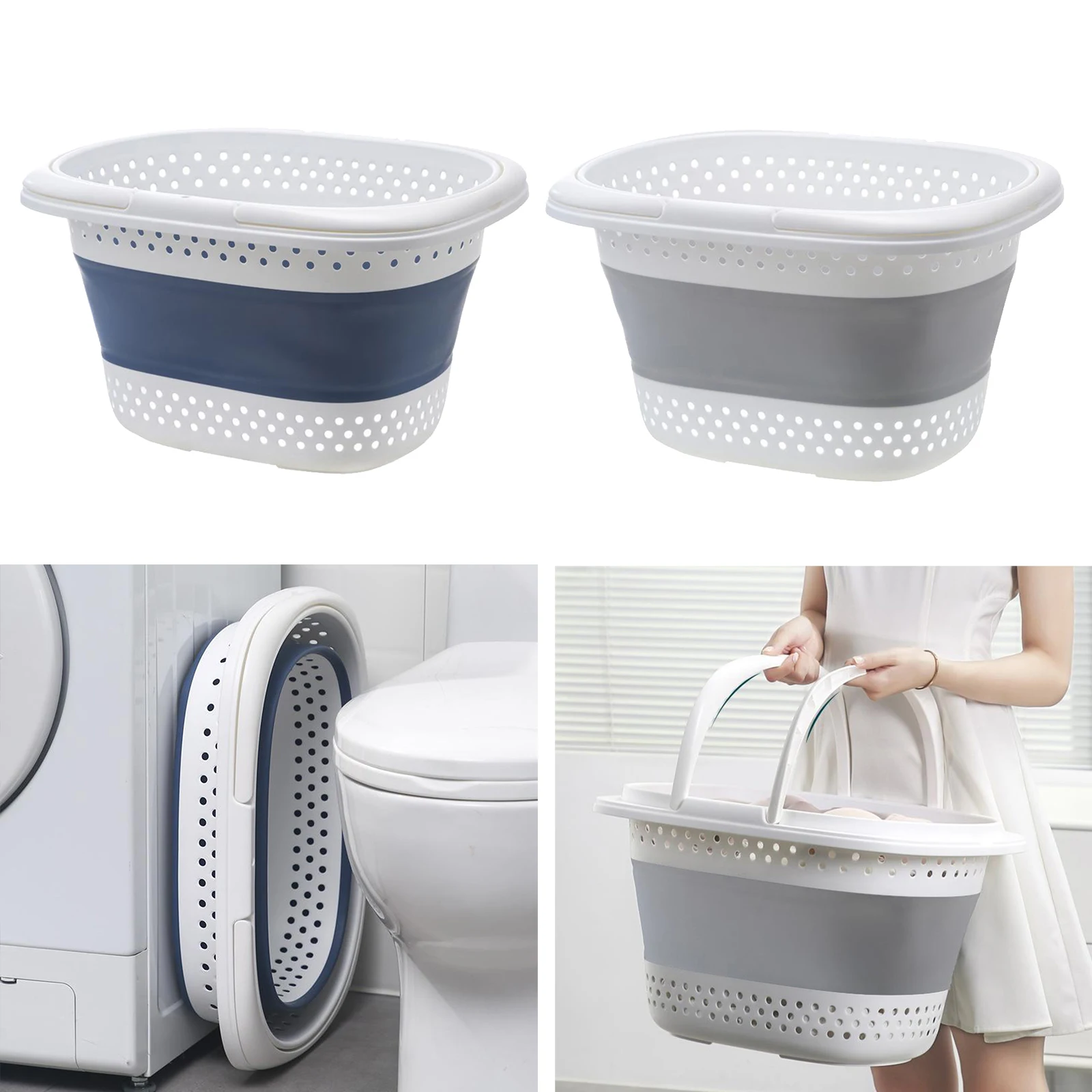 Large Collapsible Plastic Home Clothes Basket Large Folding Up Laundry Basket Space Saving Storage Container Organizer