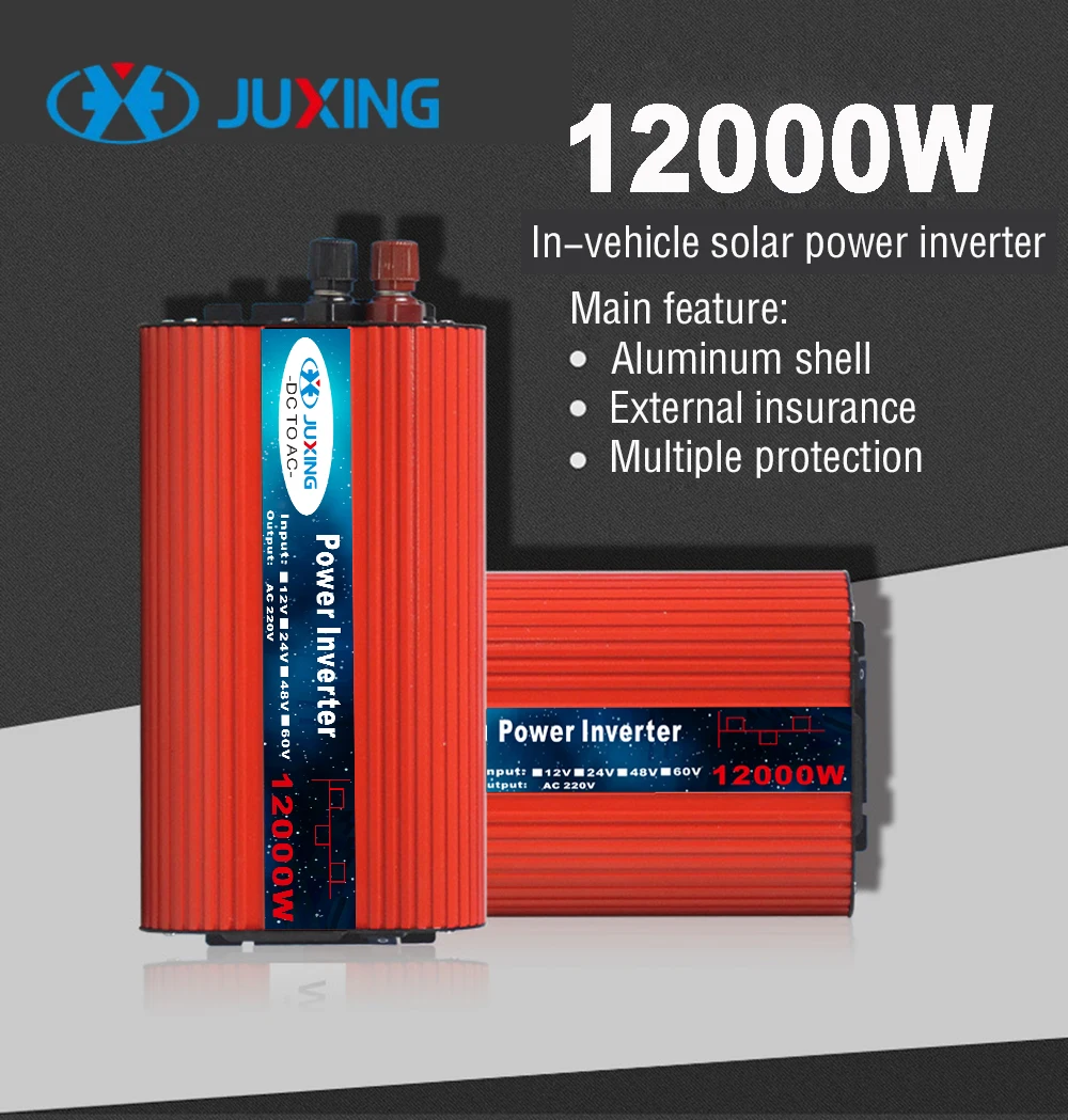 JUXING 12000W Power Inverter DC 12V to AC 220V with Dual USB Ports and Universal Socket  Converter Use for Car, Home, Outdoor