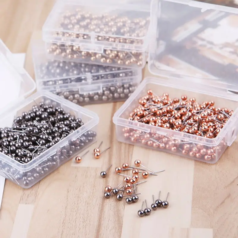 

400pcs Round Plastic Head Steel Point Push Pins Map Thumb Tacks Pin Office School Supplies