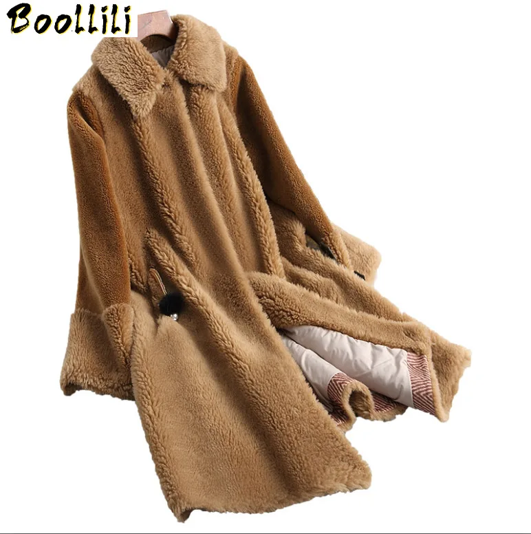 

Women Sheep Boollili Shearing Coats Long Thick Real Wool Fur Coat Female 2023 Women's Lamb Fur Jacket Winter Jackets
