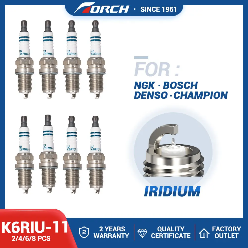 High Quality Torch Spark Plugs K6RIU-11 Replace for PFR6Y PFR5B-11 FR6EI for NISSAN ALMERA 1.6 16V MAXIMA 2.0