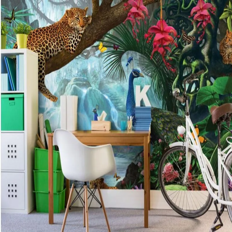 WELLYU   Wallpaper Tree branches Leopard Kids Room TV Background Wallpaper Mural papel de parede3D  3d photo wallpaper nature