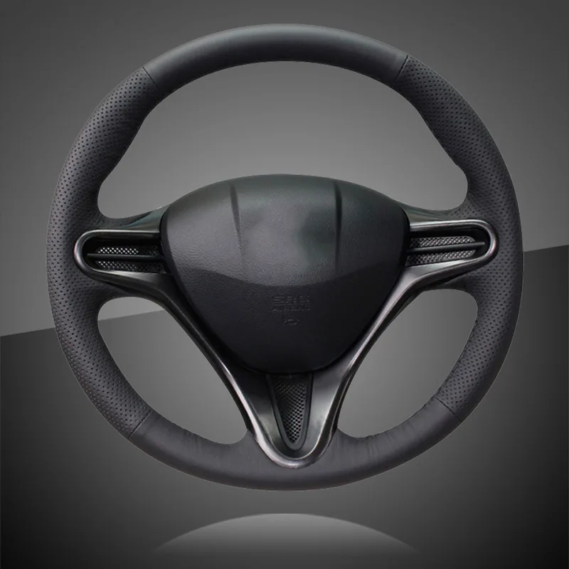 Custom Hand Sewing Car Steering Wheel Cover for Honda Civic 8 2006-2011 (3-Spoke) DIY Auto Braid On The Wheel Cover Car-styling