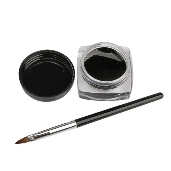 Newly 1x Cosmetic Eye Liner Makeup Black Waterproof Eyeliner Gel Cream With Brush CLA88