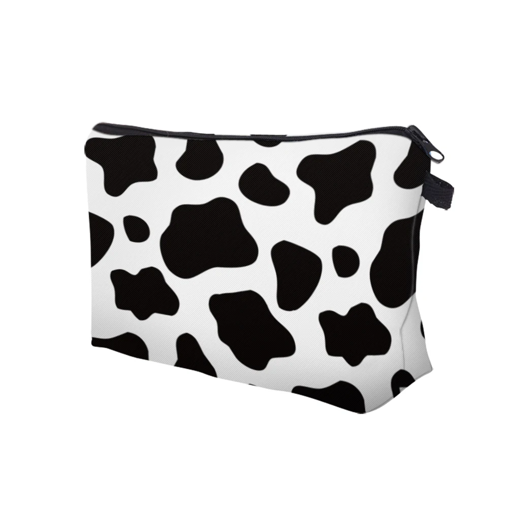 Deanfun mulheres saco de cosméticos manchas de vaca design à prova dwaterproof água sacos duráveis estilo simples portátil sacos de armazenamento de