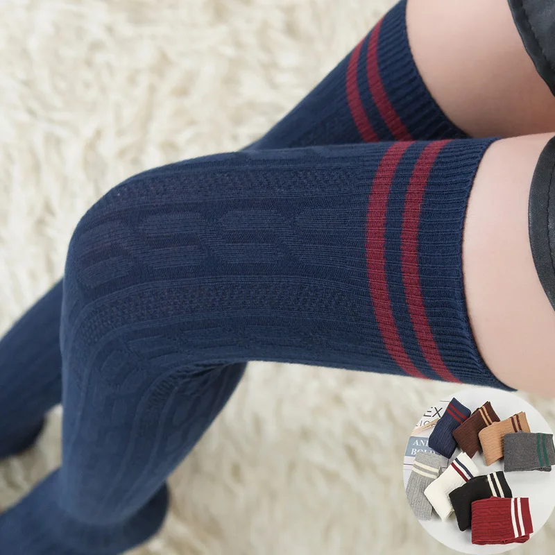 Cotton Over The Knee Socks New Fashion Women's Long Cotton Stockings For Girls Ladies Small Fresh College Style Socks