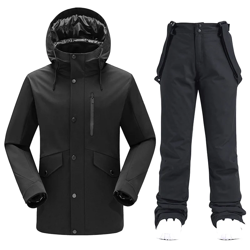 

New Thicken Warm Ski Suit Men Winter Windproof Waterproof Skiing Snowboarding Jacket Pants Set Male Snow Costumes Outdoor Wear