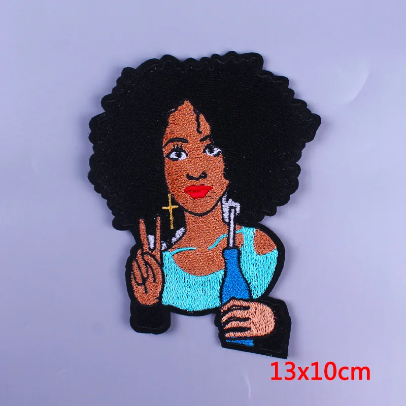 Sexy Girl Lips Patch Iron On Patches For Clothing Hip Hop Embroidery Patch Rock Stripe Clothes African Girl Applique Accessories