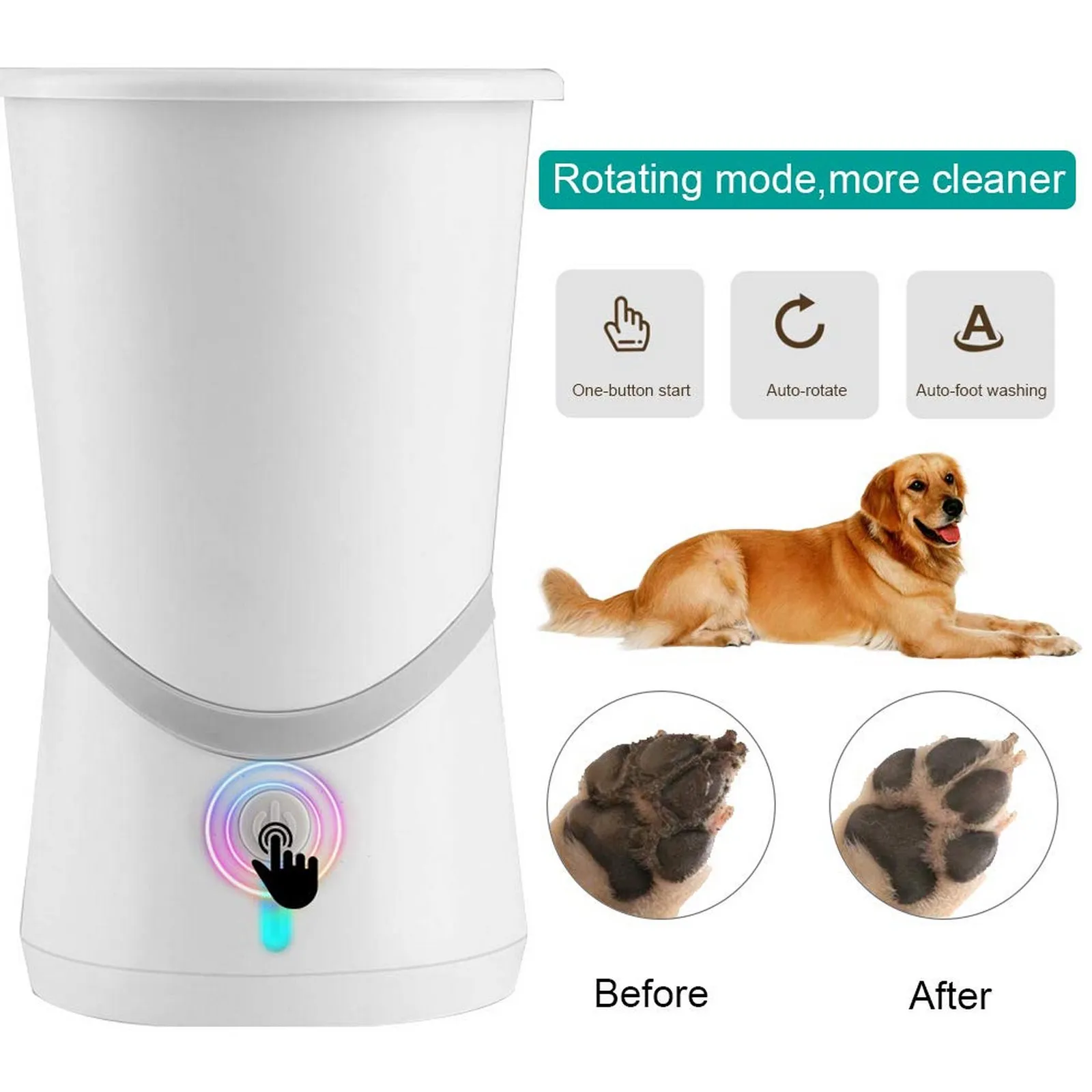 Dog Paw Cleaner Cup Automatic Foot Washing Device Electric Dog Paw Washing Machine USB Charging Dog Paw Cleaning Cup Dog Product