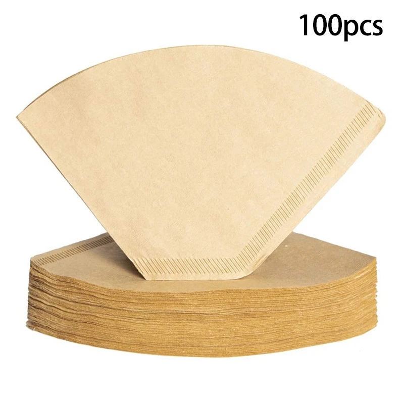 100Pcs Coffee Filters Disposable Cone Paper Coffee Filter Natural Unbleached Filter 4-6 Cup for Pour Over Coffee Makers