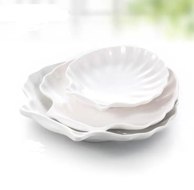 Creative Shell Style White Melamine Dessert Plate Fruit Salad Tableware Rice Sushi Dish Food Tray SN1723