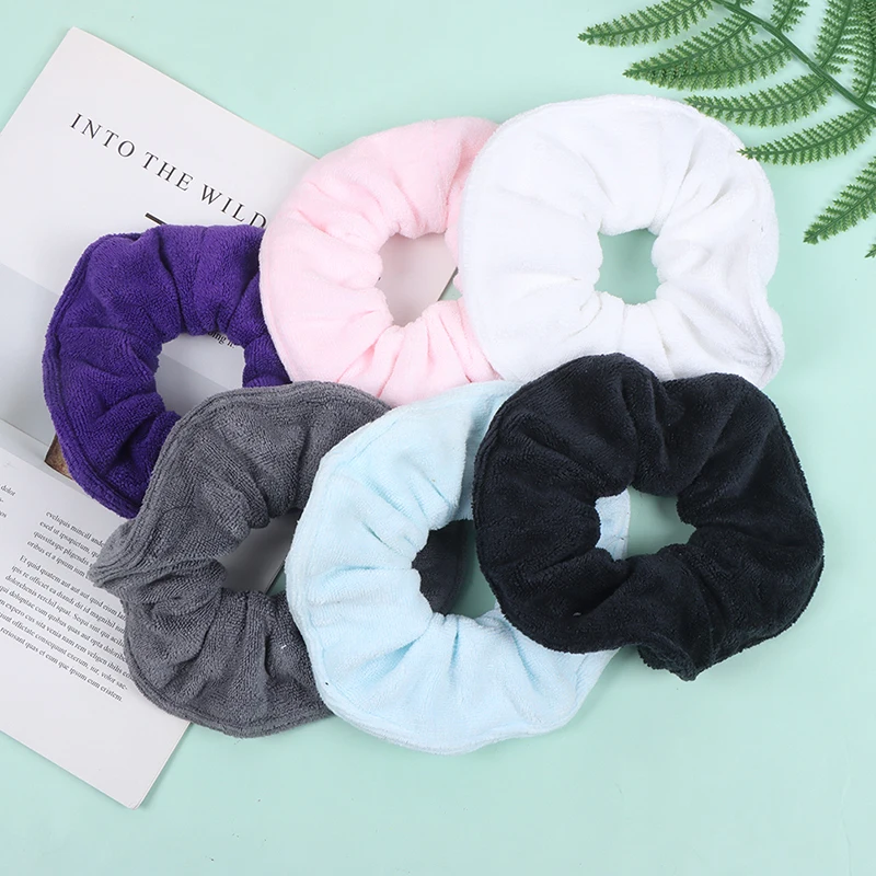 New Women Large Wide Microfiber Hair Drying Scrunchies Towel Hair Band For Frizz Free Solid Rubber Band Hair Tie For Sport Yoga